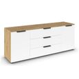 Rauch Flipp 2 Door Low Sideboard with Adjustable Height - 160cm - Artisan Oak and Alpine White