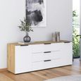 Rauch Flipp 2 Door Low Sideboard with Adjustable Height - 160cm - Artisan Oak and Alpine White
