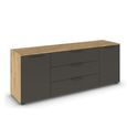 Rauch Flipp 2 Door Low Sideboard with Adjustable Height - 160cm - Artisan Oak and Graphite