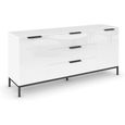 Rauch Flipp 2 Door Low Sideboard with Metal Base - 160cm - Alpine White and White Glass