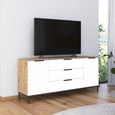 Rauch Flipp 2 Door Low Sideboard with Metal Base - 160cm - Artisan Oak and Alpine White