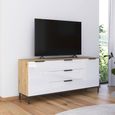 Rauch Flipp 2 Door Low Sideboard with Metal Base - 160cm - Artisan Oak and White Glass