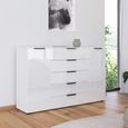 Rauch Flipp 2 Door Sideboard with Adjustable Height - 160cm - Alpine White and White Glass