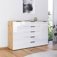 Flipp Sideboard - 180cm - 2 Door - Adjustable Height - Artisan Oak & White Glass