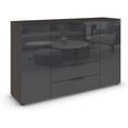 Flipp Sideboard - 180cm - 2 Door - Adjustable Height - Graphite & Basalt Glass