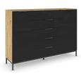 Flipp Sideboard - 160cm - 2 Door - Metal Base - Artisan Oak & Basalt Glass