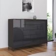 Flipp Sideboard - 160cm - 2 Door - Metal Base - Graphite & Basalt Glass