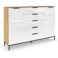Flipp Sideboard - 180cm - 2 Door - Metal Base - Artisan Oak & White Glass