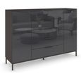 Flipp Sideboard - 180cm - 2 Door - Metal Base - Graphite & Basalt Glass