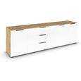 Rauch Flipp 3 Door Low Sideboard with Adjustable Height - 199cm - Artisan Oak and Alpine White