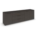 Rauch Flipp 3 Door Low Sideboard with Adjustable Height - 199cm - Graphite