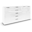 Flipp Sideboard - 199cm - 3 Door - Adjustable Height - Alpine White & White Glass
