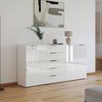 Flipp Sideboard - 199cm - 3 Door - Adjustable Height - Alpine White & White Glass