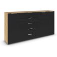 Flipp Sideboard - 199cm - 3 Door - Adjustable Height - Artisan Oak & Basalt Glass