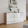 Flipp Sideboard - 199cm - 3 Door - Adjustable Height - Artisan Oak & White Glass