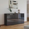 Flipp Sideboard - 199cm - 3 Door - Adjustable Height - Graphite & Basalt Glass