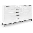 Flipp Sideboard - 199cm - 3 Door - Metal Base - Alpine White & White Glass