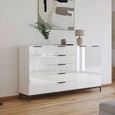 Flipp Sideboard - 199cm - 3 Door - Metal Base - Alpine White & White Glass