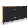 Flipp Sideboard - 199cm - 3 Door - Metal Base - Artisan Oak & Basalt Glass