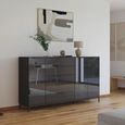 Flipp Sideboard - 199cm - 3 Door - Metal Base - Graphite & Basalt Glass