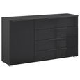 Rauch Monostar 1 Door Wide Sideboard - 120cm - Metallic Dark Grey with Basalt Glass