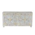 Ravanik Sideboard - Carved White Mango Wood - 4 Door - Extra Large - 180cm