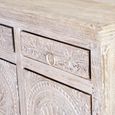 Rrethi Sideboard - Distressed White Carved Mango Wood - 3 Door - Medium - 150cm