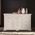 Rrethi Sideboard - Distressed White Carved Mango Wood - 3 Door - Medium - 150cm