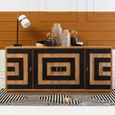 Salem Sideboard - Black and Mango Wood - 4 Door - Extra Large - 200cm