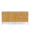 Seaford Large Sideboard - 2 Door - 160cm - Fluted Oak and Grey Metal
