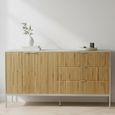 Seaford Large Sideboard - 2 Door - 160cm - Fluted Oak and Grey Metal