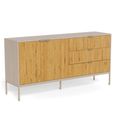 Seaford Large Sideboard - 2 Door - 160cm - Fluted Oak and Grey Metal