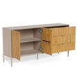 Seaford Large Sideboard - 2 Door - 160cm - Fluted Oak and Grey Metal