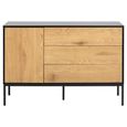 Seaford Small Sideboard - 1 Door - 120cm - Oak and Black Metal