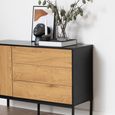 Seaford Small Sideboard - 1 Door - 120cm - Oak and Black Metal