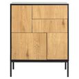 Seaford Small Sideboard - 3 Door - 80cm - Oak and Black Metal