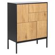 Seaford Small Sideboard - 3 Door - 80cm - Oak and Black Metal