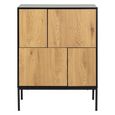 Seaford Small Sideboard - 4 Door - 80cm - Oak and Black Metal