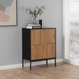 Seaford Small Sideboard - 4 Door - 80cm - Oak and Black Metal