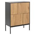 Seaford Small Sideboard - 4 Door - 80cm - Oak and Black Metal