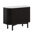 Soho Black Sideboard - 2 Door - Slatted Small - 93cm - White Marble Top
