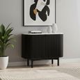 Soho Black Sideboard - 2 Door - Slatted Small - 93cm - White Marble Top