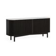 Soho Black Sideboard - 4 Door - Slatted Large - 162cm - White Marble Top