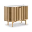 Soho Oak Small Sideboard - 2 Door - Slatted - White Marble Top