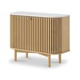 Soho Oak Small Sideboard - 2 Door - Slatted - White Marble Top