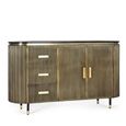 Stephen Sideboard - Ribbed Brass - Curved - 2 Door - Medium - Black Marble Top