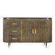 Stephen Sideboard - Ribbed Brass - Curved - 2 Door - Medium - Black Marble Top