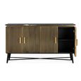 Stephen Sideboard - Ribbed Brass - 4 Door - Medium - Black Marble Top