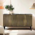 Stephen Sideboard - Ribbed Brass - 4 Door - Medium - Black Marble Top