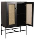 Tapola Black Wood and Rattan 2 Door Cabinet